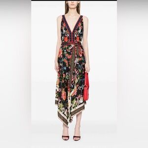 Marchesa Rosa Byrn Floral-Print Midi Dress